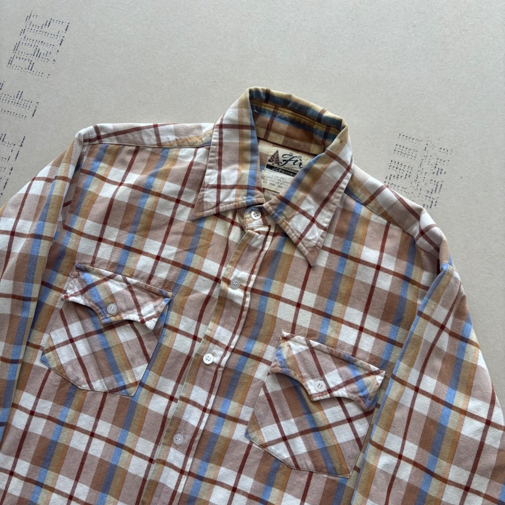 Vintage 70s JCPenney Fir Plaid Flannel Shirt Button Down